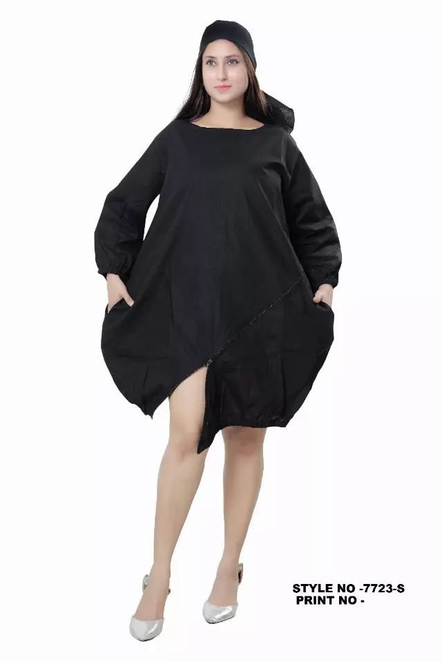 7723S - Solid Color Tunic Dress (3 PCS PRE-PACK) - $18.00 EACH — One Size (4 - 24) / Black