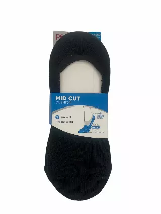 #6-PD-1601986 PEDS Black Women’s Cushioned Mid Cut Liner – $.60 Per 6 Pair Pack (10 Packs)