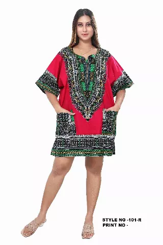 101R - Dashiki Top (6-Pcs PRE-PACK)($7 Each) — One Size (4-16) / Fushia