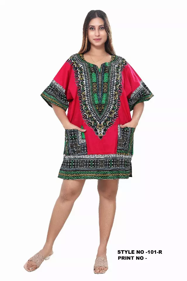 101R - Dashiki Top (6-Pcs PRE-PACK)($7 Each) — One Size (4-16) / Fushia