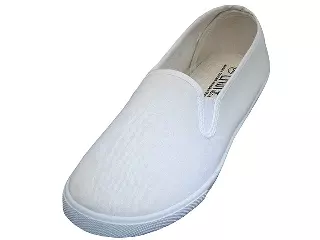 S316M - Men's "Easy USA" Slip on Twin Gore Upper Canvas Shoes — White (S316M-W) / 9