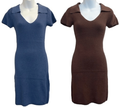 #575-546TJ Knit Polo Knit Dress – (XS-L) – $3.25 each (12 Pieces)