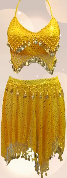 CHH-16058- 2 pc Women's Belly Dance Costume Set - $12.00 Each (3 pcs per pack) — Yellow