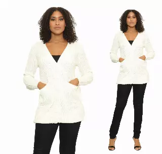 16139 - Button Down Sweater - (6-PCS PRE-PACK) ON SALE!!! ($8.00 Each) — 6-Pcs PRE-PACK / White