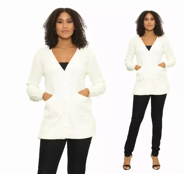 16139 - Button Down Sweater - (6-PCS PRE-PACK) ON SALE!!! ($8.00 Each) — 6-Pcs PRE-PACK / White