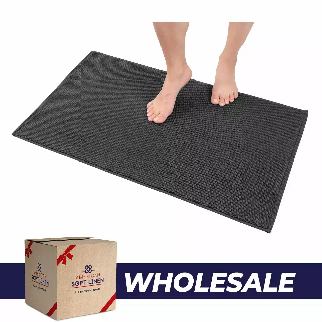 100% Cotton Bath Mat Rugs, 20x34 inches with Silicone Backing, Soft Absorbent Grip-Enhanced Bath Mats for Bathroom - 35 Set Case Pack