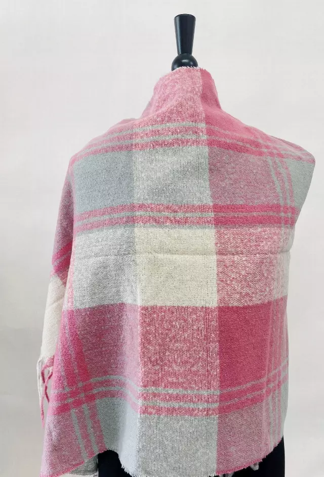 BF156 Plaid Pattern Winter Scarf — Pink