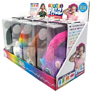 Wired Headphones Travel Pals Kids Plush with Retractable Cord - 4 Pieces Per Retail Ready Display 23699