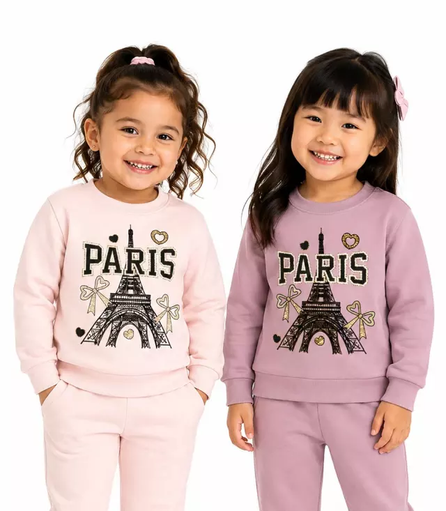 GIRLS PINK Crew Neck W Paris Screen Jogset - 8735402