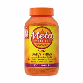 Metamucil, Fiber Capsules, 3-in-1 Psyllium Husk Fiber - 300 Capsules