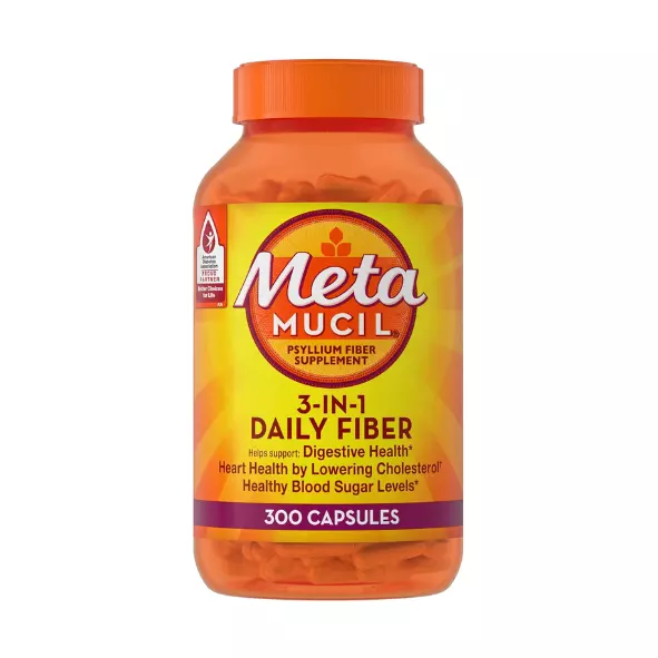 Metamucil, Fiber Capsules, 3-in-1 Psyllium Husk Fiber - 300 Capsules