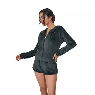 Women's Soft Velvet 2PC Set- Style #LJS206 - $12.50/Unit - 12pcs/cs - PLEASE SEE DESCRIPTION — Dark Grey