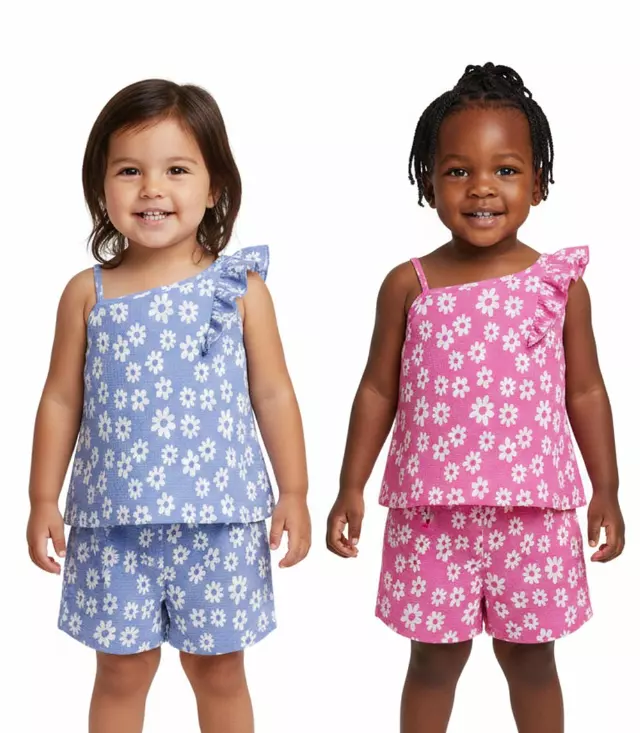 GIRLS PINK Top With Ruffle On One Strap Woven Short Set - 2828602