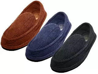 S329M-P - Wholesale Men's "Easy USA" Cotton Corduroy All Close House Slippers