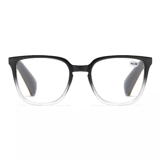 Unisex Minimalist Square Reading Glasses with Slim Comfort Fit Temples RJ11101 — +2.00