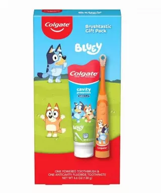 Colgate Kids Bluey Battery Toothbrush & Toothpaste Set, 2ct, with Extra Soft Bristles