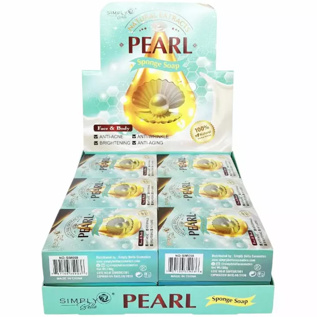 Simply Bella Pearl Sponge Soap - Wholesale Display 12 Units (SIM058)