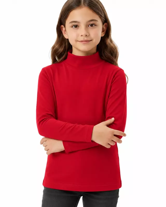 Girls' Turtle Neck Shirt — Red / S/M - L/XL