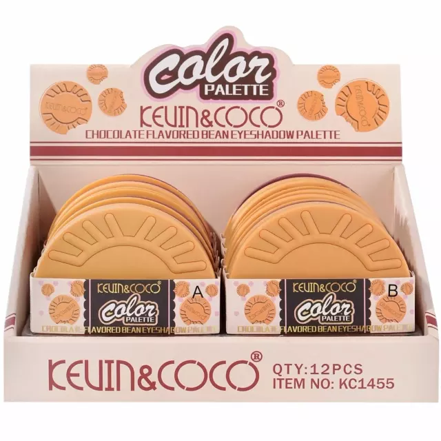 Kevin & Coco Chocolate Flavored Bean Eyeshadow Palette - Wholesale Display 12 Units (KC1455)