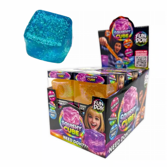 Fun Doh™ Squish and Squeeze Slow Release Squishy Fun Cube Toy - 12 Pieces Per Retail Ready Display 25082