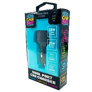 Car Charger Dual USB / USB-C 38 Watts - 3 Pieces Per Pack 24562