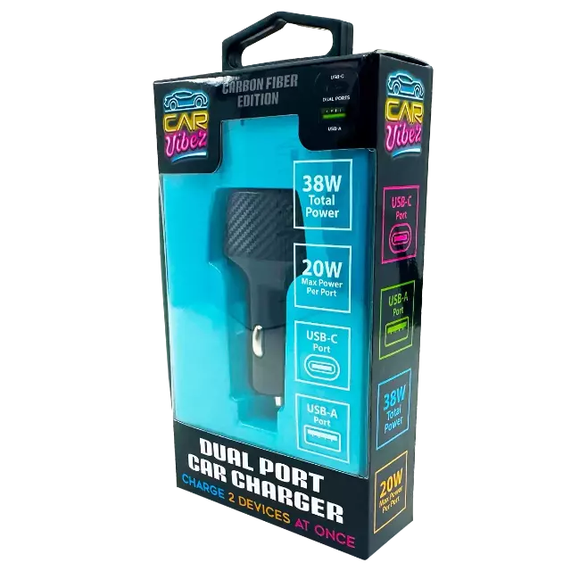 Car Charger Dual USB / USB-C 38 Watts - 3 Pieces Per Pack 24562