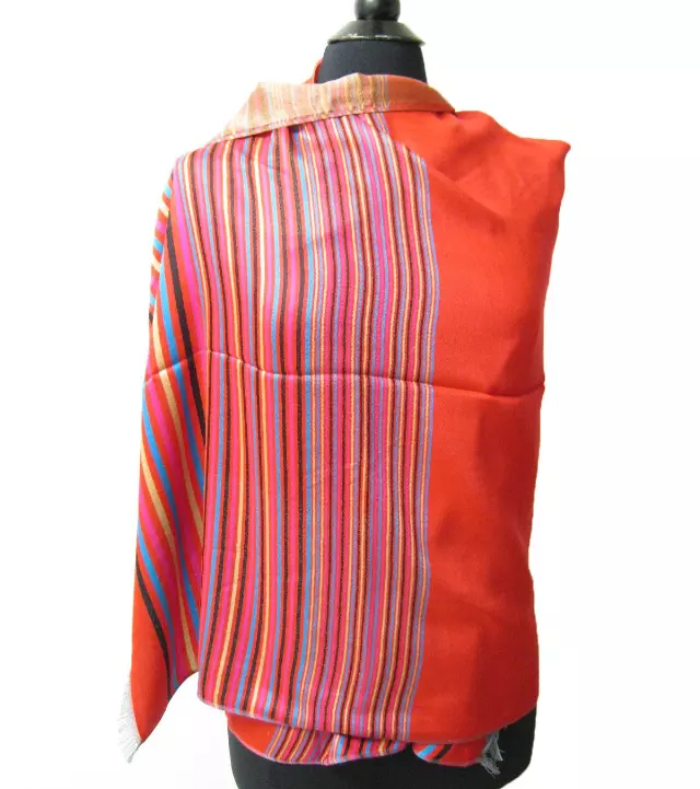 10983 Stripe Design Pashmina — Red
