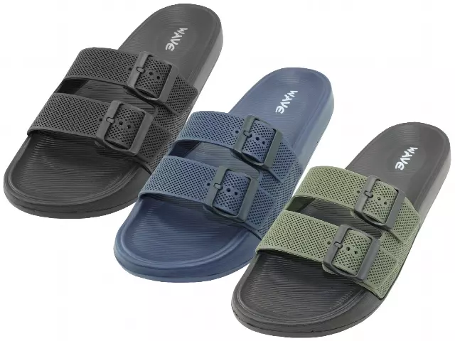 M9955 - Wholesale Men Double Buckle Soft Rubber Sandals