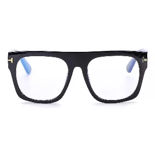 Fashion Flat Top Square Blue Light Frames with Gold T-Logo Metal Side Hardware P10979BLB