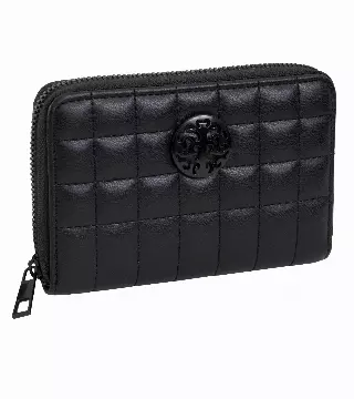 Rebecca & Rifka Smooth Boxed Quilt Medallion Zip Indexer Wallet — BK/BK