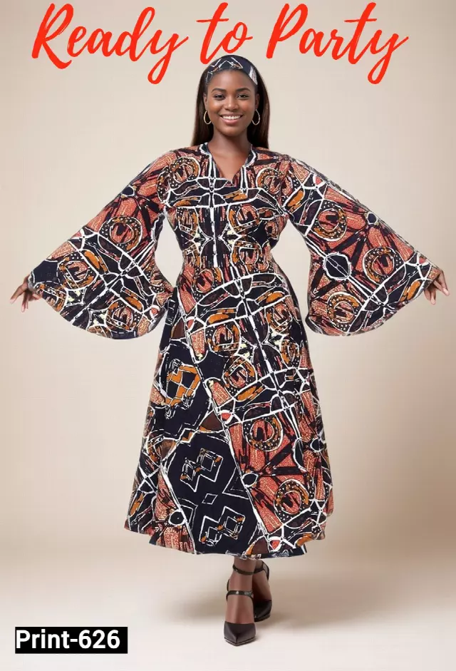 8001 - NEW PRINT ALERT!!! African Print Wrap Dress (3/pk) Free Size - $20.00 Each — Free Size / Print-626
