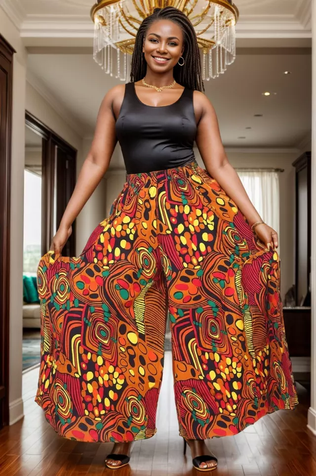 240 - Ankara Palazzo Pants With Big Side Pockets (3 PCS PRE-PACK) - $20.00 Each — One Size (4 - 24) / Print-572