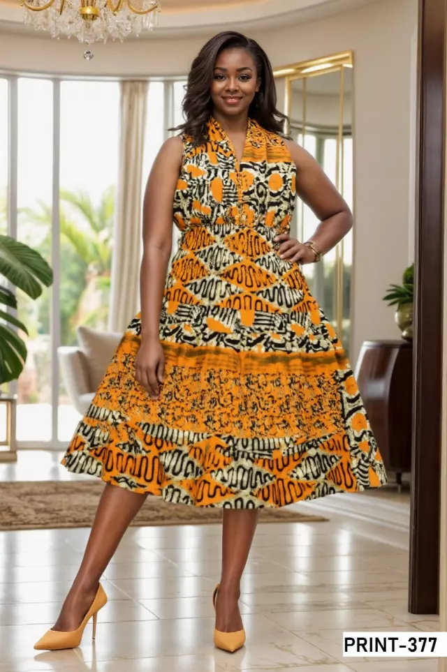5006-Button Down Dress-$15 each - 3 pc pre pack — One Size (4 - 24) / Print-377