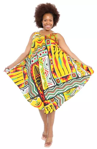 PNA-1345 - Women's Lightweight Sleeveless Umbrella Dress With Scarf - (6-PCS PRE-PACK) ($8 Each)