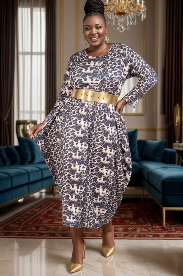 CHH-21058 ON SALE!!! Long Sleeve Animal Print Maxi Dress - One Size (3-PCS PRE-PACK) ($12.00 Each)