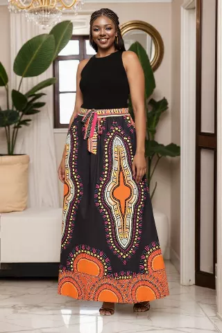 CHH-17034 - Dashiki Print Knitted Skirt (6-PCS PRE-PACK) - ON SALE - $10