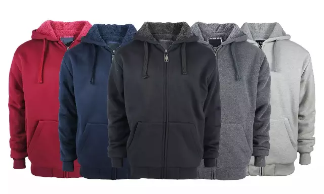 Men's Sherpa Lined Hoodie- Plus Size- Style #MFJ105X- Open Stock Available- $11.90/ Unit OPEN STOCK MINIMUM 12 PCS — 3XL-5XL (WHOLESALE) / Dark Grey