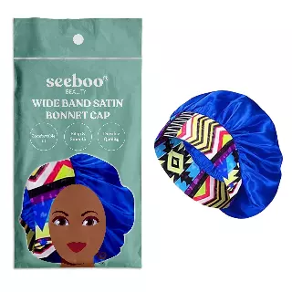 Women's Silky Satin Head Scarf Hair Wrap Cap Hat Headband — Blue