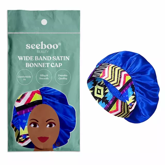 Women's Silky Satin Head Scarf Hair Wrap Cap Hat Headband — Blue