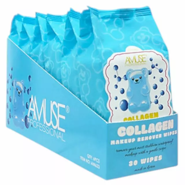 Amuse Makeup Remover Wipes Collagen - Wholesale Display 6 Units (AM623)