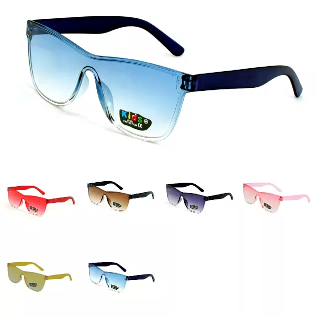 Kids Rimless Shield Sunglasses – UV400 Gradient Lens Oversized Sport Wrap Shades K10320
