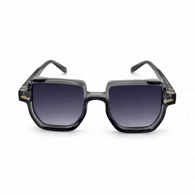 Oversized Square Sunglasses with Gold Arrow Front Rivets and Metal Side Hinge Accents P11159
