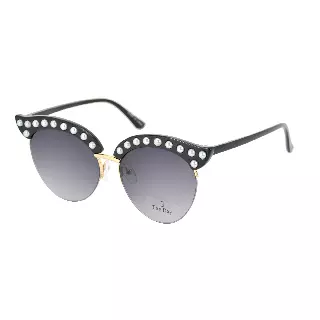 Vintage Cat-Eye Sunglasses with Pearl Accents and Gradient Lens TD10282