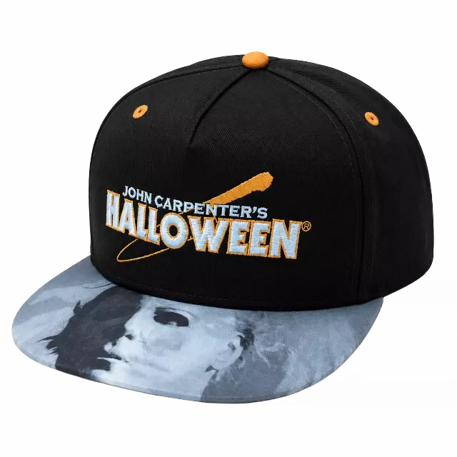 HALLOWEEN JOHN CARPENTER FACES SNAPBACK HAT BLACK