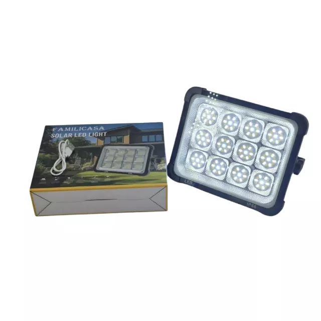 Familicasa - Solar Flood Light – Rechargeable 12-LED Outdoor Security Lamp