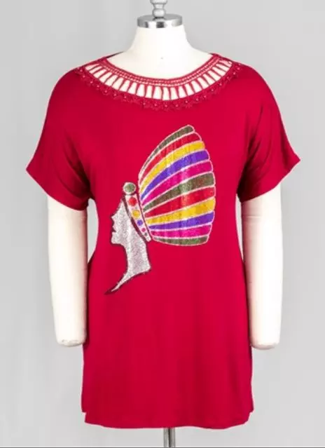 CHH19079- Jersey Top with Queen Motif embellishments - (6-PCS PRE-PACK) ($15 Each )