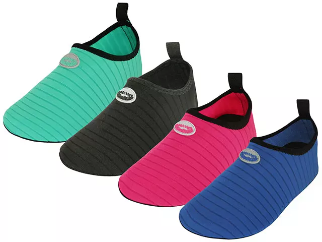 W1100L-A - Wholesale Women's "Wave" Nylon Upper Super Soft Elastic Yoga / Aqua Sock Water Shoes — Assorted - Black, Fuchsia, Aqua & Royal Blue (W1100L-A) / 5-10 Assorted