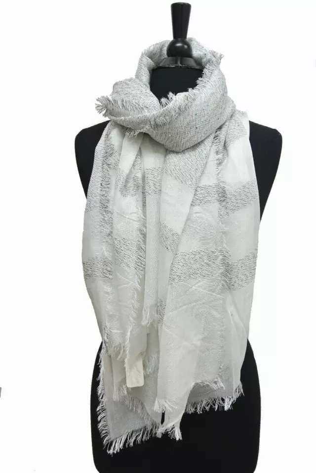 IN303B Stripes Scarf — White