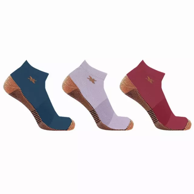 COPPER-INFUSED ANKLE SOCKS (3-PAIRS PACKED TOGETHER) — Urban Dusk / Small/Medium
