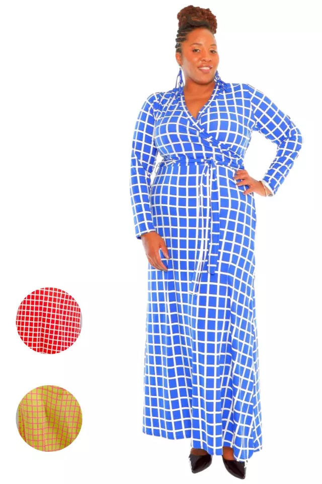 ON SALE!!CHH-20014 - Women's Full Sleeve Checkered Dress - One Size (6-PCS PER-PACK)($12 Each)